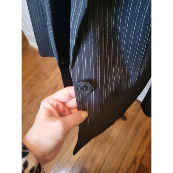Vintage 90s Black/White Pinstriped Blazer Sag Harbor 14 Business Office Academia - Picture 5 of 8